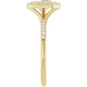14K Yellow Gold 8x6 mm Emerald Bezel-Set Halo-Style Accented Engagement Ring. 126598:421:P