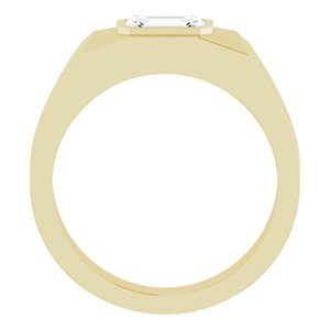 14K Yellow Gold 7x5 mm Emerald Men's Ring. 9911:166:P