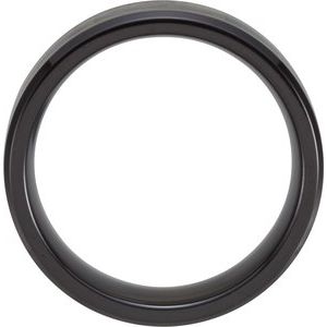 Black Titanium 8 mm Beveled-Edge Carbon Fiber Inlay Men's Band. T1019:1010:P