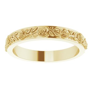 14K Yellow Gold 3.4 mm  Floral Flat Band. 57908:135:P