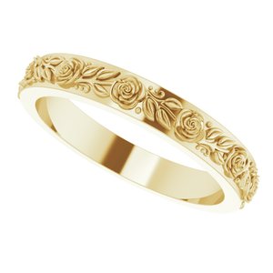 14K Yellow Gold 3.4 mm  Floral Flat Band. 57908:135:P
