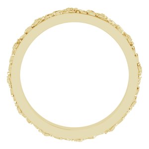 14K Yellow Gold 3.4 mm  Floral Flat Band. 57908:135:P