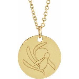 14K Yellow Gold Snow Drop January Birth Flower 16-18" Necklace. 88529:213:P