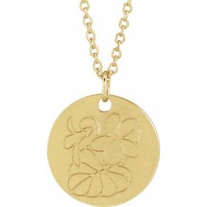 14K Yellow Gold Violet February Birth Flower 16-18" Necklace. 88529:201:P