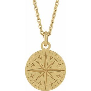 14K Yellow Gold Compass 20" Necklace