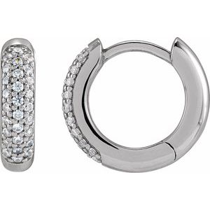 14K White Gold 1/4 CTW Diamond 12 mm Hinged Hoop Earrings. 689011:LG101:P