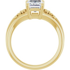 14K Yellow Gold 8x6 mm Emerald Solitaire Engagement Ring. 126582:571:P