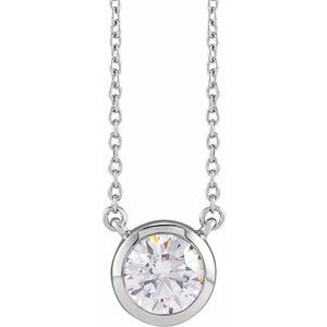 14K White Gold 1 CTW Diamond Adjustable 16-18" Necklace. 689009:LG101:P