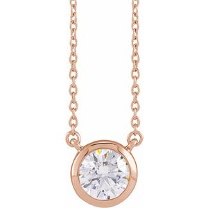 14K Rose Gold 1 CTW Diamond Adjustable 16-18" Necklace. 689009:LG102:P