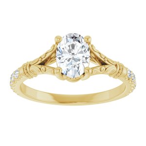 14K Yellow Gold 7x5 mm Oval Accented Engagement Ring. 126681:480:P