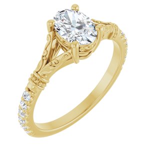 14K Yellow Gold 7x5 mm Oval Accented Engagement Ring. 126681:480:P