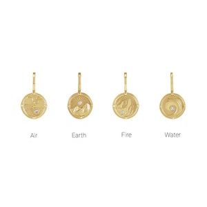 14K Yellow Gold .015 CT Diamond Earth Element Charm/Pendant