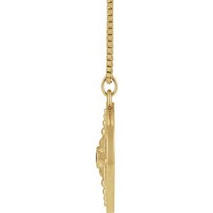 14K Yellow Gold Natural Black Onyx Compass 20" Necklace