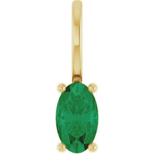 14K Yellow Gold 5x3 mm Lab-Grown Emerald Charm/Pendant. 88601:137:P