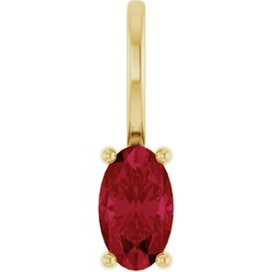 14K Yellow Gold 5x3 mm Lab-Grown Ruby Charm/Pendant. 88601:155:P