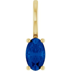 14K Yellow Gold 5x3 mm Lab-Grown Blue Sapphire Charm/Pendant. 88601:157:P