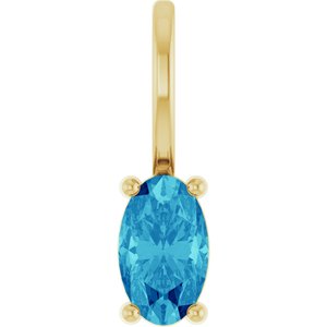 14K Yellow Gold 5x3 mm Natural Blue Zircon Charm/Pendant. 88601:118:P