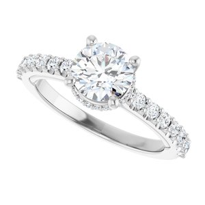 14K White Gold 6.5 mm Round 3/8 CTW Diamond Hidden Halo-Style Accented Engagement Ring. 126669:2459:P