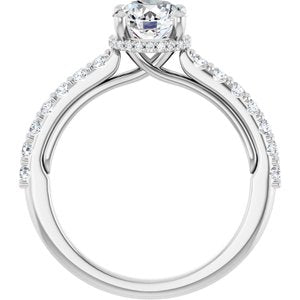 14K White Gold 6.5 mm Round 3/8 CTW Diamond Hidden Halo-Style Accented Engagement Ring. 126669:2459:P