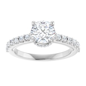14K White Gold 6.5 mm Round 3/8 CTW Diamond Hidden Halo-Style Accented Engagement Ring. 126669:2459:P