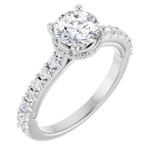 14K White Gold 6.5 mm Round 3/8 CTW Diamond Hidden Halo-Style Accented Engagement Ring. 126669:2459:P