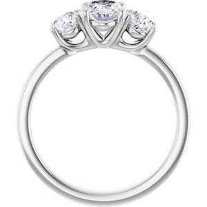 14K White Gold 7x5 mm Oval Three-Stone Engagement Ring. 126630:1285:P
