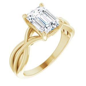 14K Yellow Gold 8x6 mm Emerald Solitaire Engagement Ring. 126684:346:P