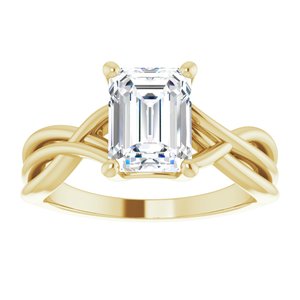 14K Yellow Gold 8x6 mm Emerald Solitaire Engagement Ring. 126684:346:P
