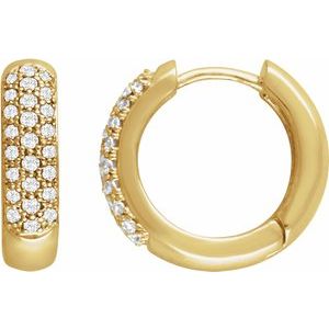 14K Yellow Gold 1/2 CTW Diamond Hoop Earrings. 67150:60004:P