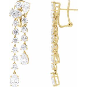 14K Yellow Gold 9 1/2 CTW Diamond Dangle Earrings. 689045:LG603:P