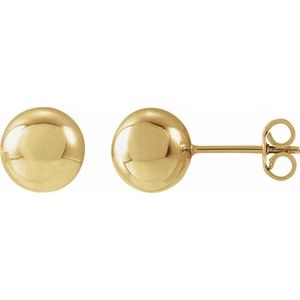 14K Yellow Gold 8 mm Ball Earrings. 689073:100:P