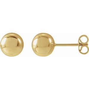 14K Yellow Gold 7 mm Ball Earrings. 689073:102:P