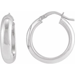 Sterling Silver Half-Round Tube 25 mm Hoop Earrings. 689092:605:P