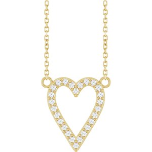 14K Yellow Gold 1/6 CTW Natural Diamond Heart Necklace