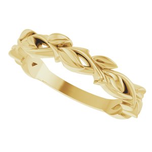 14K Yellow Gold 4 mm Floral Band. 57936:107:P