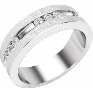 14K White Gold 1/2 CTW Diamond Men's Band. 689039:601:P