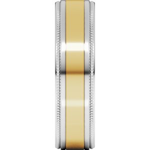 14K White/Yellow Gold 6 mm Milgrain Inlay Flat Band. 57938:465:P