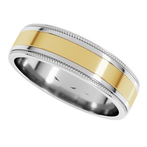 14K White/Yellow Gold 6 mm Milgrain Inlay Flat Band. 57938:465:P