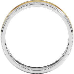 14K White/Yellow Gold 6 mm Milgrain Inlay Flat Band. 57938:465:P