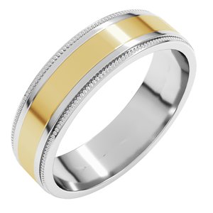 14K White/Yellow Gold 6 mm Milgrain Inlay Flat Band. 57938:465:P
