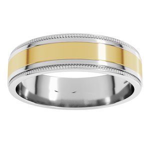 14K White/Yellow Gold 6 mm Milgrain Inlay Flat Band. 57938:465:P