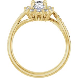 14K Yellow Gold 8x6 mm Oval 1/2 CTW Diamond Bypass Halo-Style Accented Engagement Ring. 126654:118:P