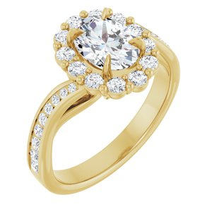14K Yellow Gold 8x6 mm Oval 1/2 CTW Diamond Bypass Halo-Style Accented Engagement Ring. 126654:118:P
