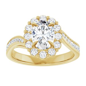 14K Yellow Gold 8x6 mm Oval 1/2 CTW Diamond Bypass Halo-Style Accented Engagement Ring. 126654:118:P