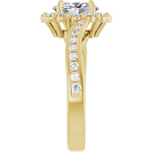 14K Yellow Gold 8x6 mm Oval 1/2 CTW Diamond Bypass Halo-Style Accented Engagement Ring. 126654:118:P
