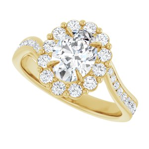 14K Yellow Gold 8x6 mm Oval 1/2 CTW Diamond Bypass Halo-Style Accented Engagement Ring. 126654:118:P