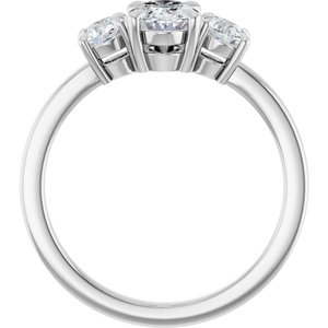 14K White Gold 7x5 mm Oval Three-Stone Engagement Ring. 126720:960:P