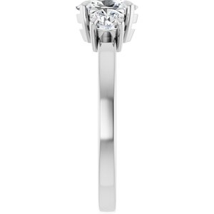 14K White Gold 7x5 mm Oval Three-Stone Engagement Ring. 126720:960:P