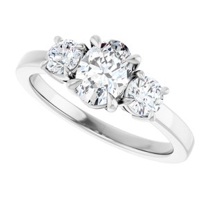 14K White Gold 7x5 mm Oval Three-Stone Engagement Ring. 126720:960:P