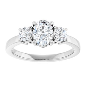 14K White Gold 7x5 mm Oval Three-Stone Engagement Ring. 126720:960:P